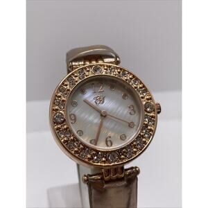 Elizabeth Taylor Women Rose Gold Rhinestone Watch New Battery